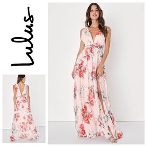 Lulu’s Garden Meandering Blush Floral Print Maxi Dress Sz: XS